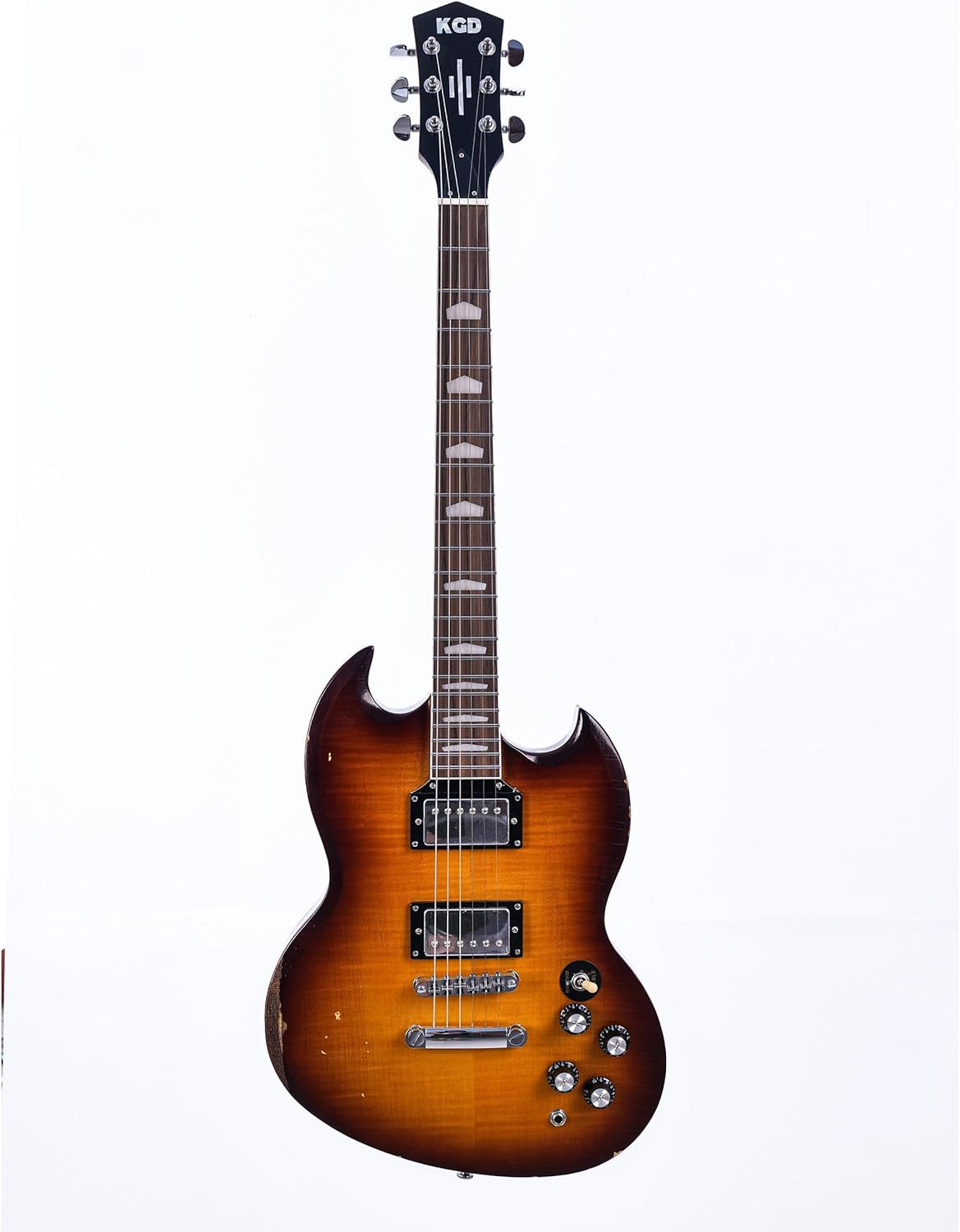 KGD Relic SG Electric Guitar Mahogany Body Rosewood Fingerboard Sunburst