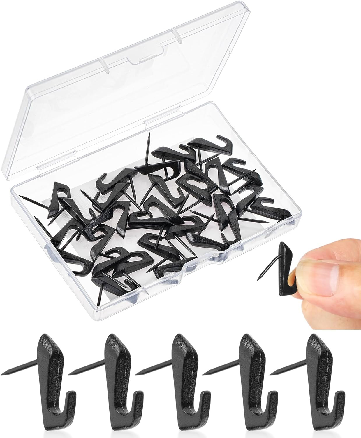 - Push Pin Hooks for Hanging Pictures, 30 Pack, Black, Decorative Push Pins for