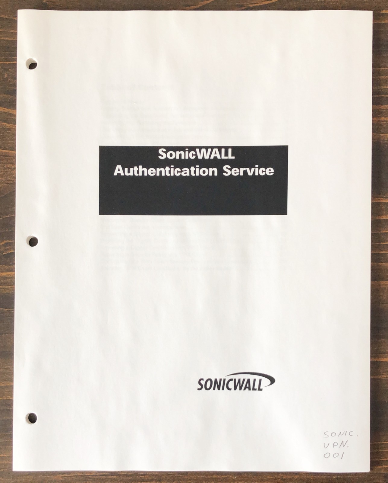 SonicWALL -  Authentication Service Manual (2001)
