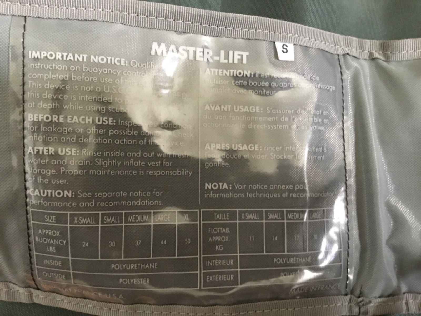Beuchat Masterlift Equalizer Size S Buoyancy Compensator