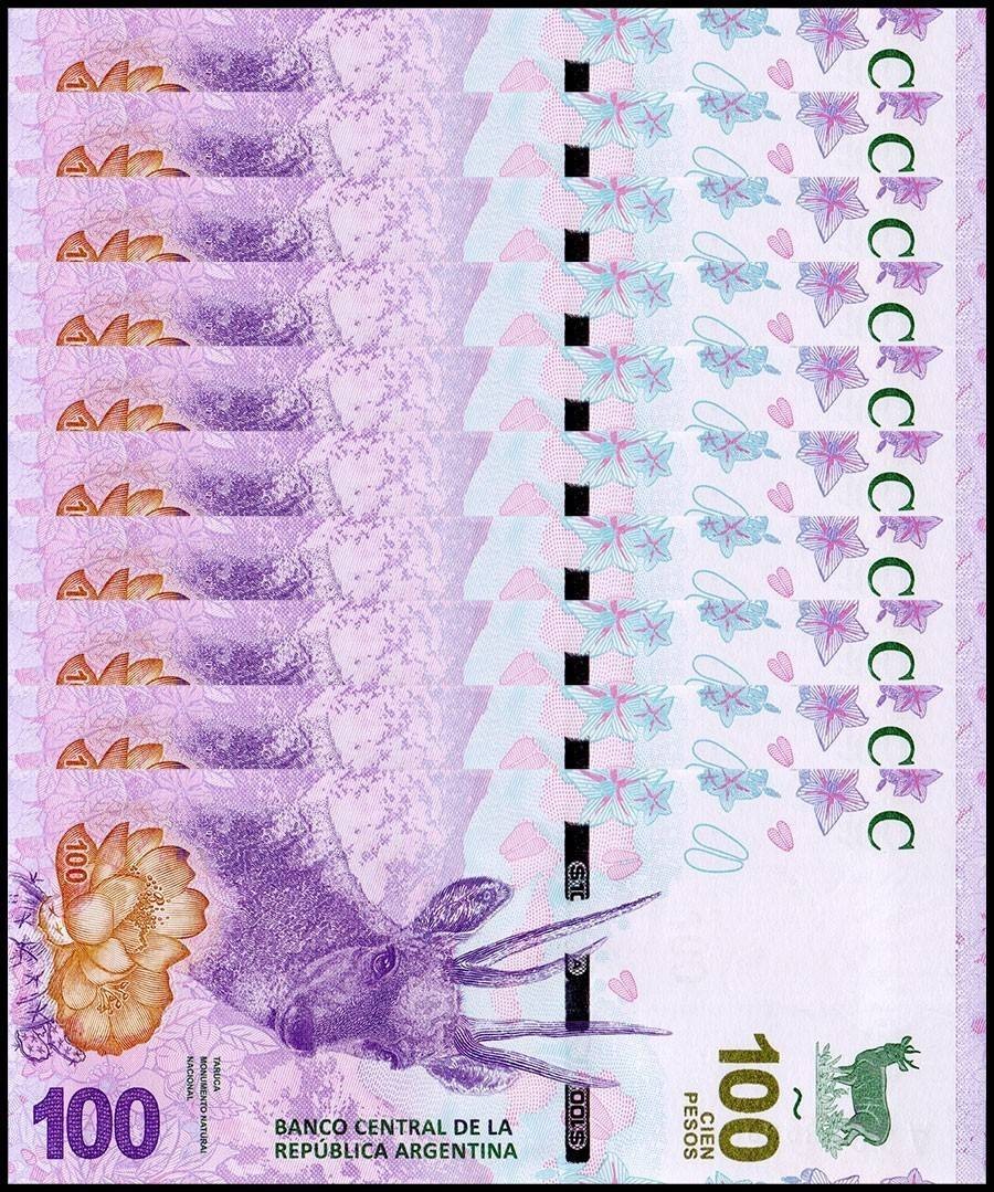 Argentina 100 Pesos, 2018 ND, P-363Aa, UNC X 10 PCS