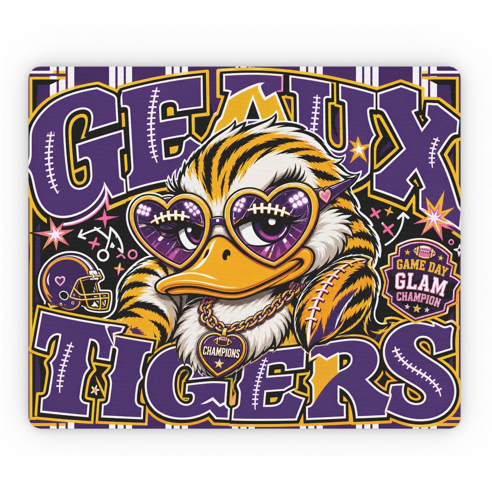 Geaux Tigers Mouse Pad Purple Gold Glam Football Fan Desk Mat Gift