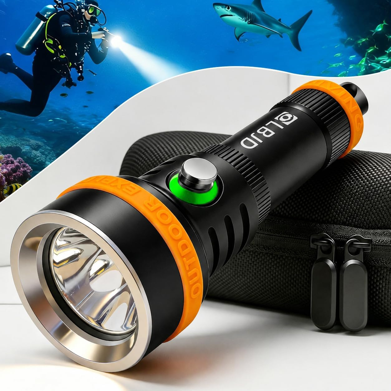 Super Bright Scuba Diving Light - 150M Waterproof Torch for Night & Cave Dives