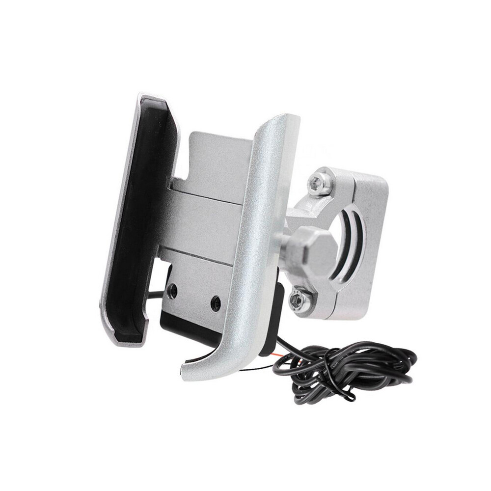 Universal Motorcycle Cell Phone Mount Holder with USB Charger Handlebar Install