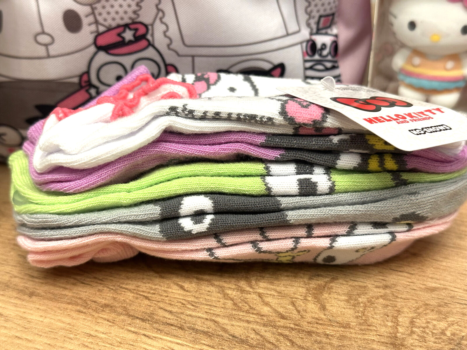 Hello Kitty 10" Backpack, Hello Kitty Tumbler, HK 5 socks & 2 Flocked Figure Set
