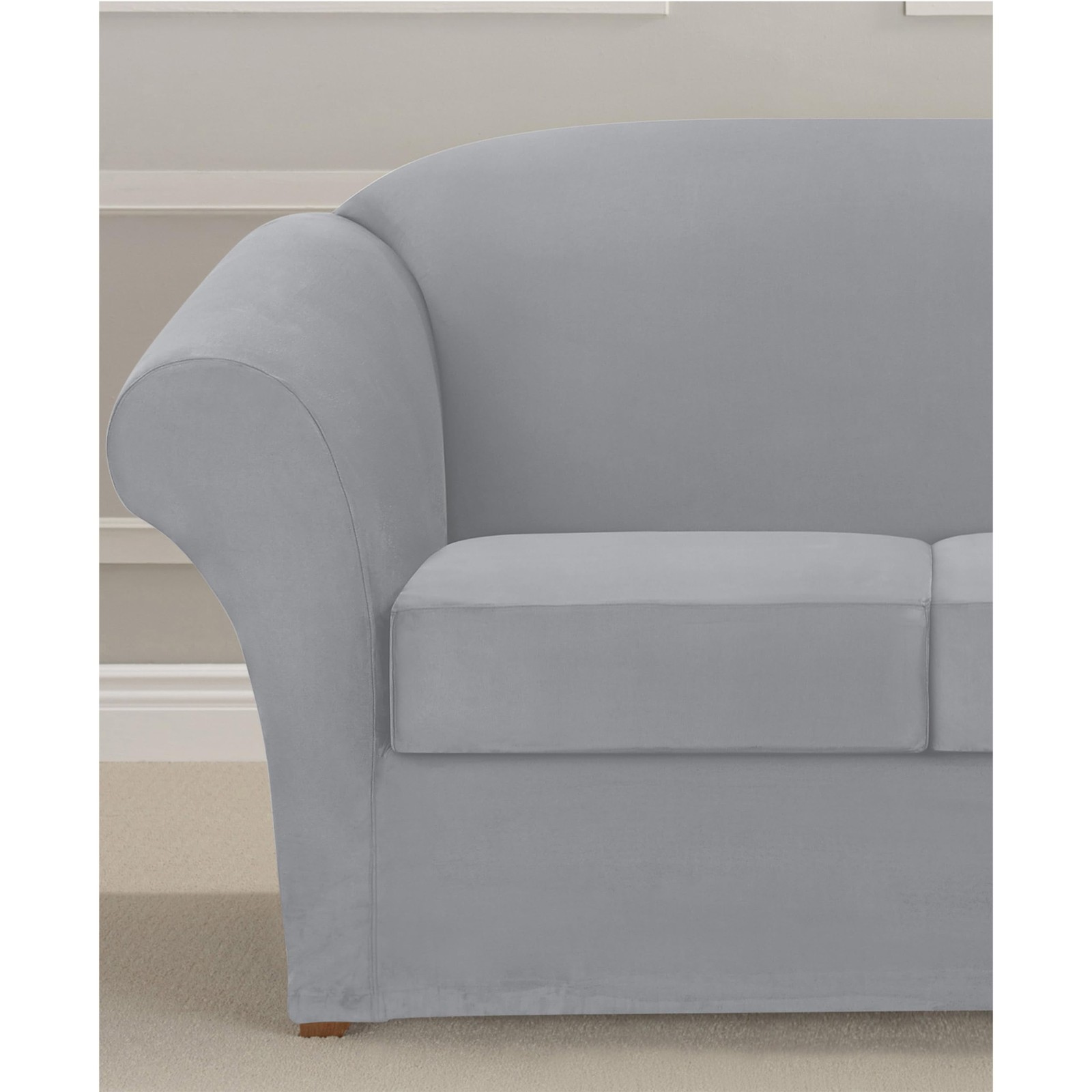 Ultimate Stretch Suede Four Piece Sofa Slipcover | Form-Fitting | Individual ...