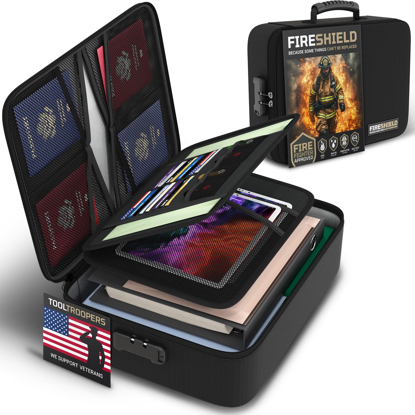 FIRESHIELD PRO 5200°F Fireproof Document Box with Lock – Fire Safe Organizer...