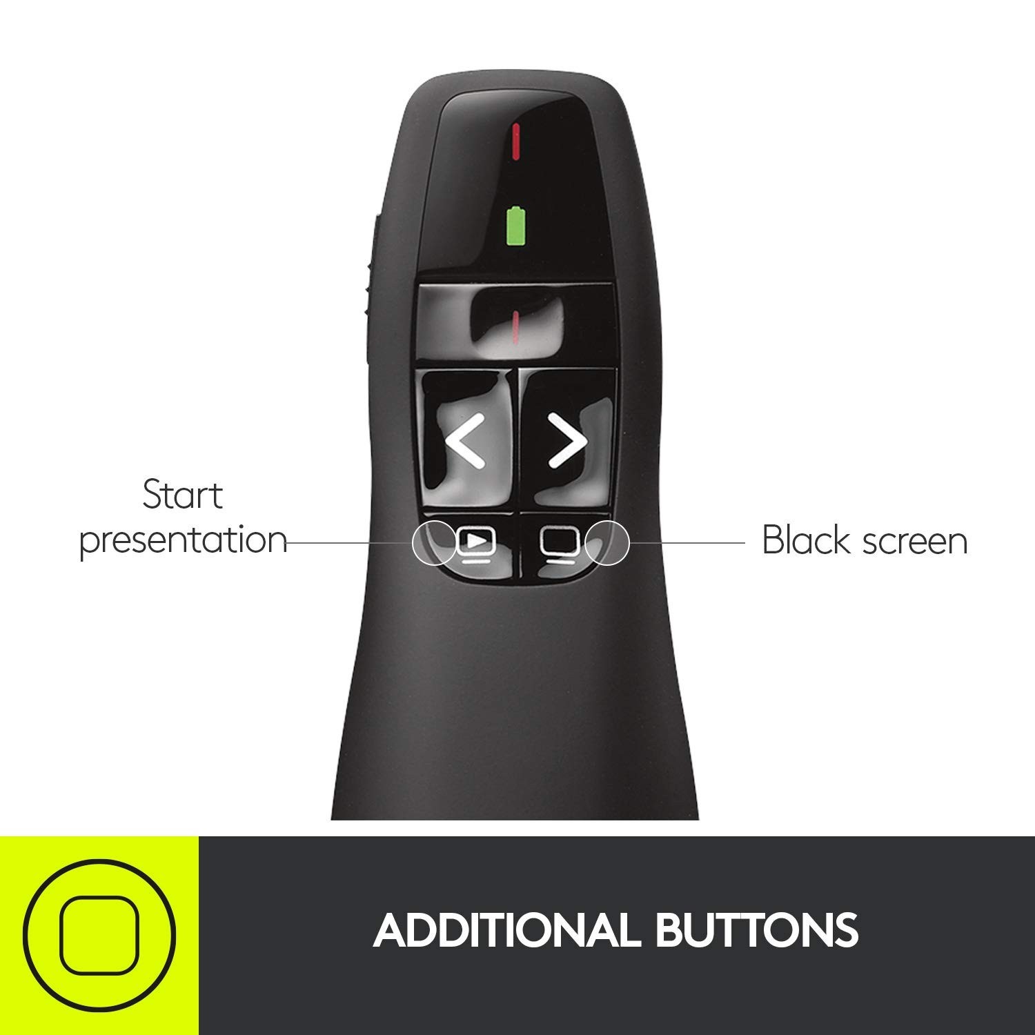 Wireless Presentation Clicker Remote with Laser Pointer - USB-A PowerPoint Click
