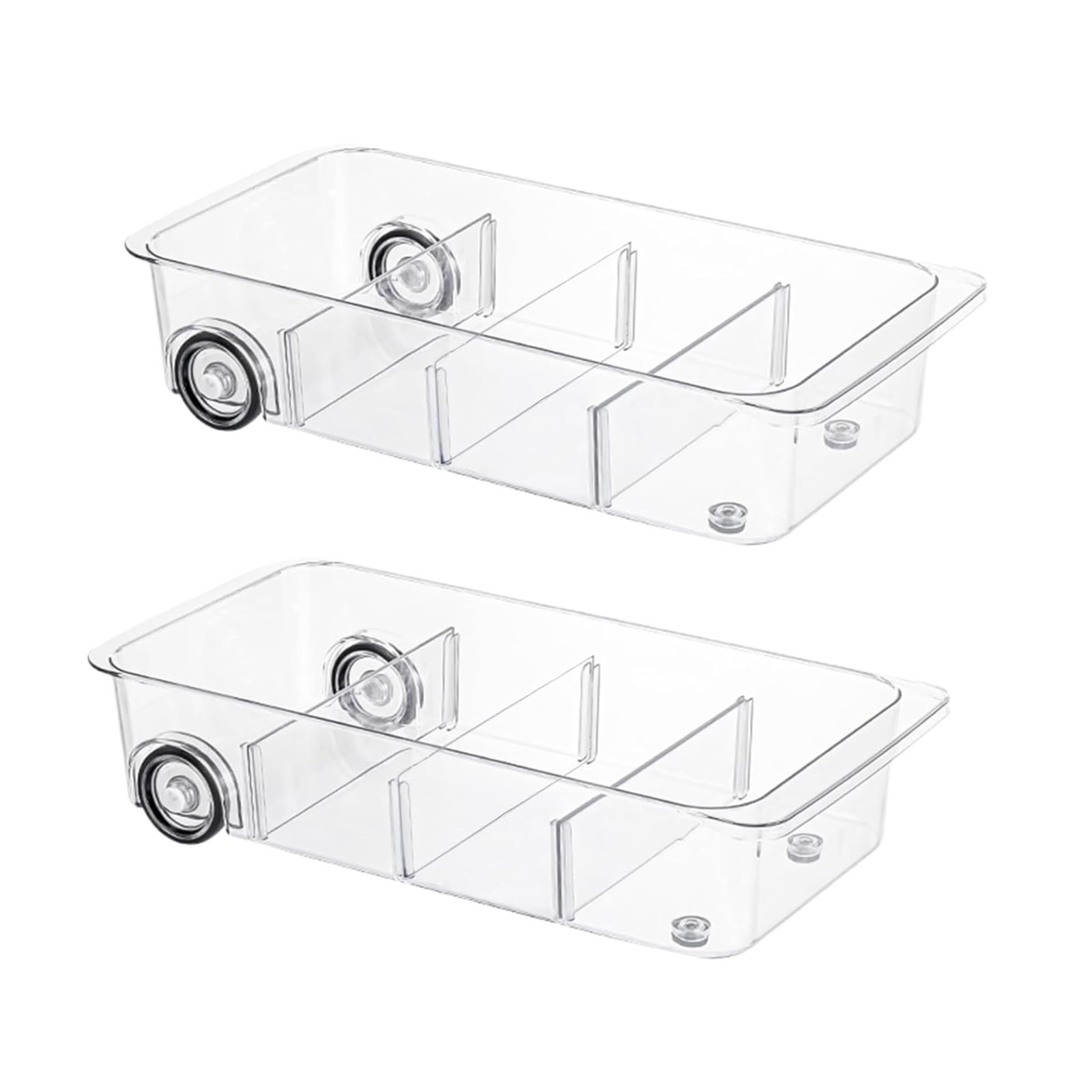 Fridge Organizer Bins With Wheels, 2 Pack Roll Out Refrigerator Organizers And
