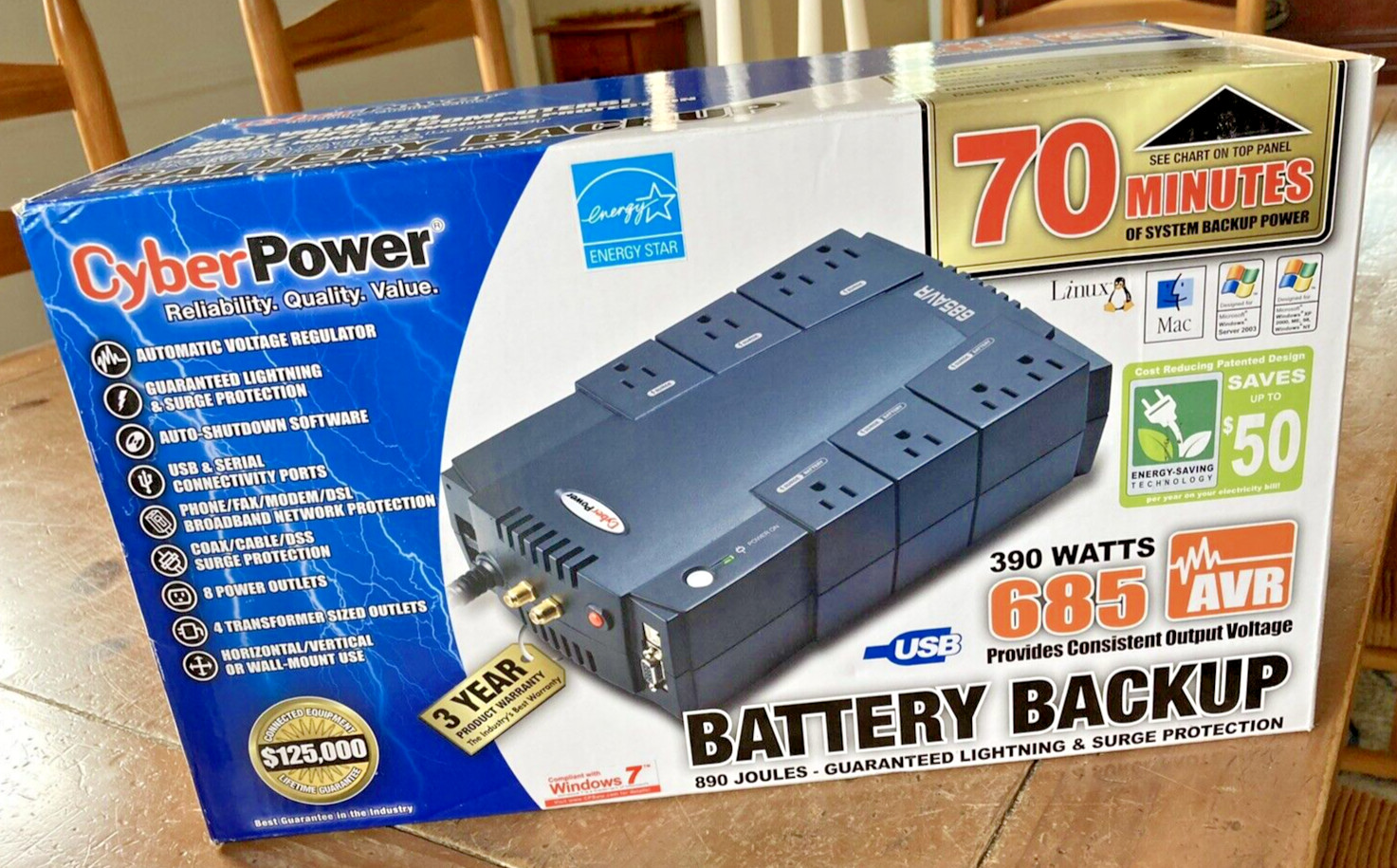 CyberPower CP685AVR Line-interactive 685VA Compact Uninterruptible Power supply