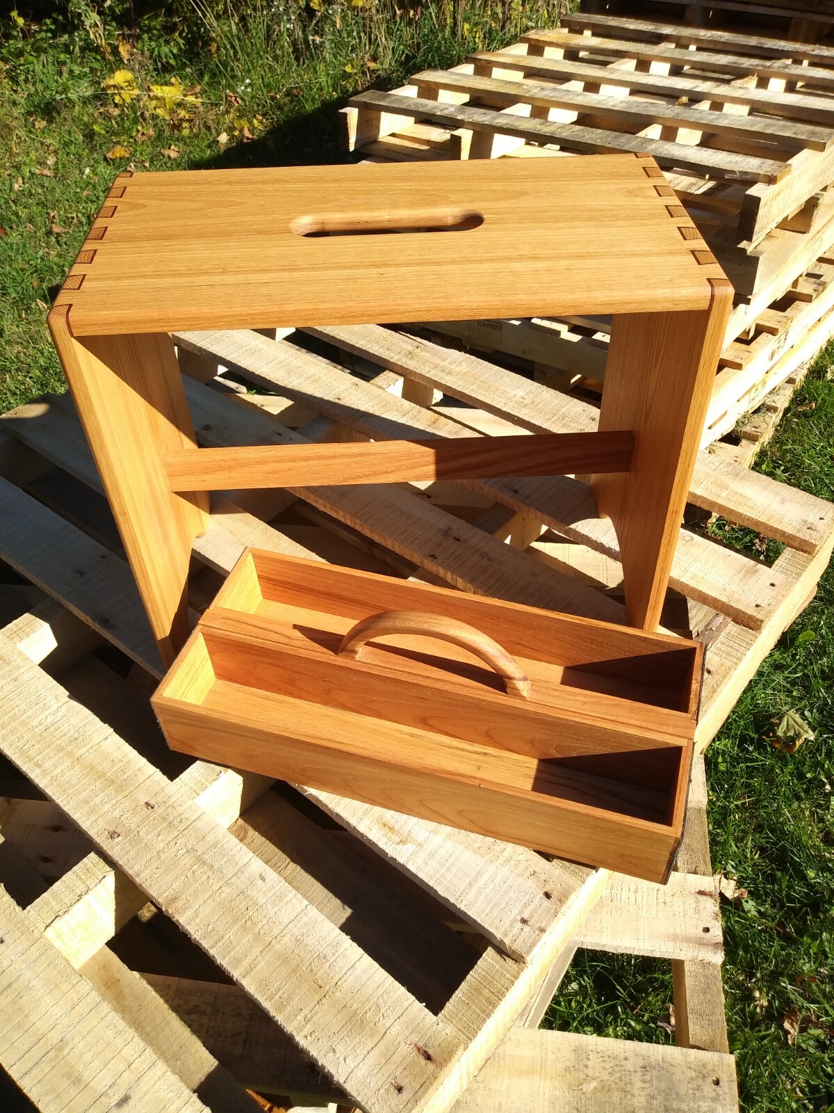 Handmade Oak Bench / Stool with Inlayed Dovetails