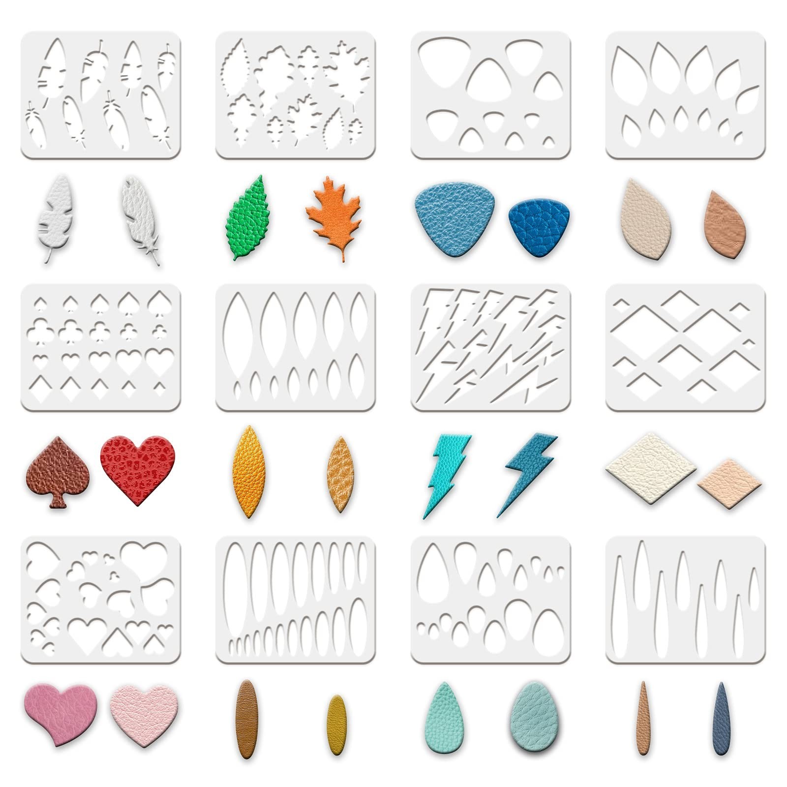 FINGERINSPIRE 12Pcs Reusable Earrings Making Template, Leather Earring Templa...