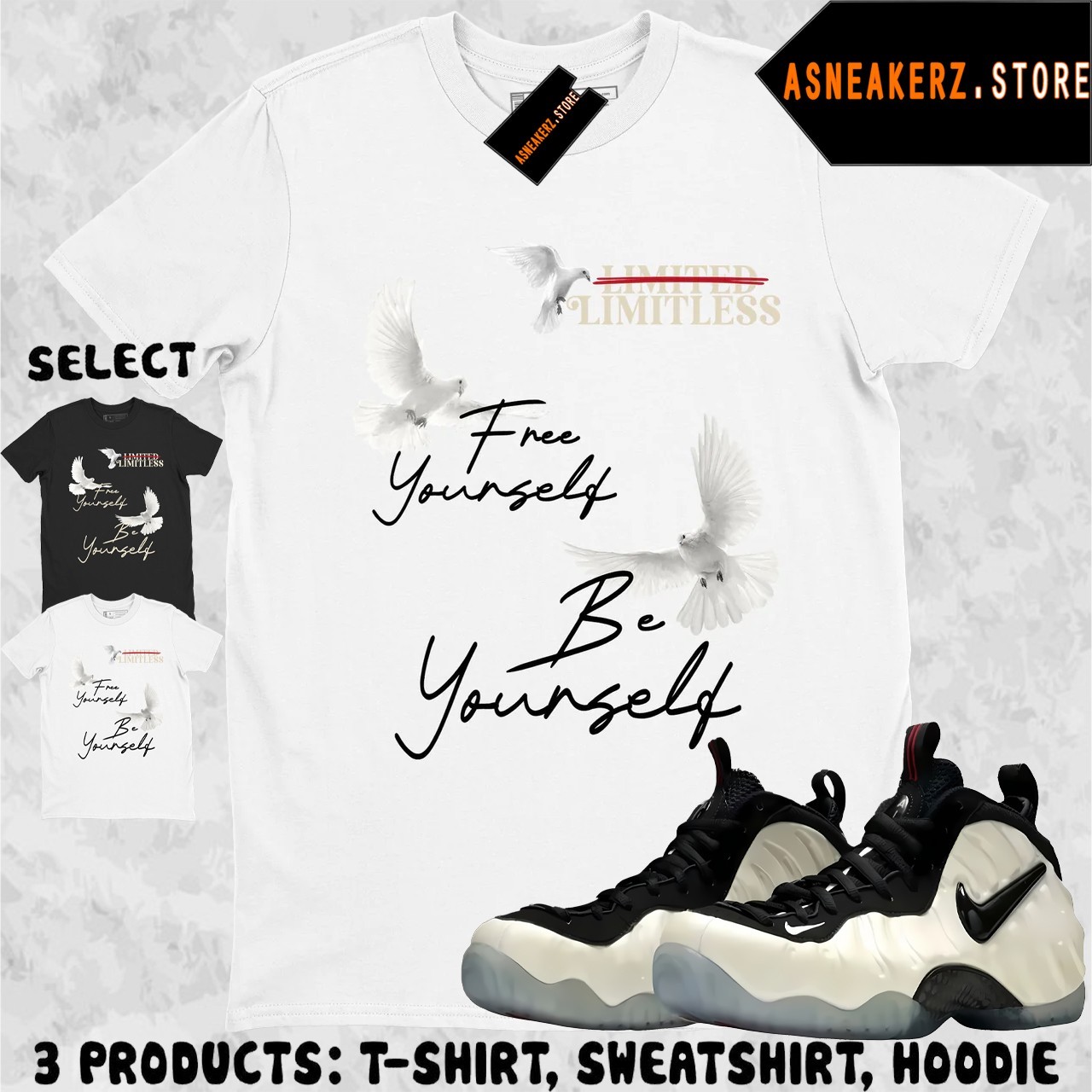Shirt Match Air Foamposite Pro Pearl Sneaker Matching Tee Free Yourself T-Shirt