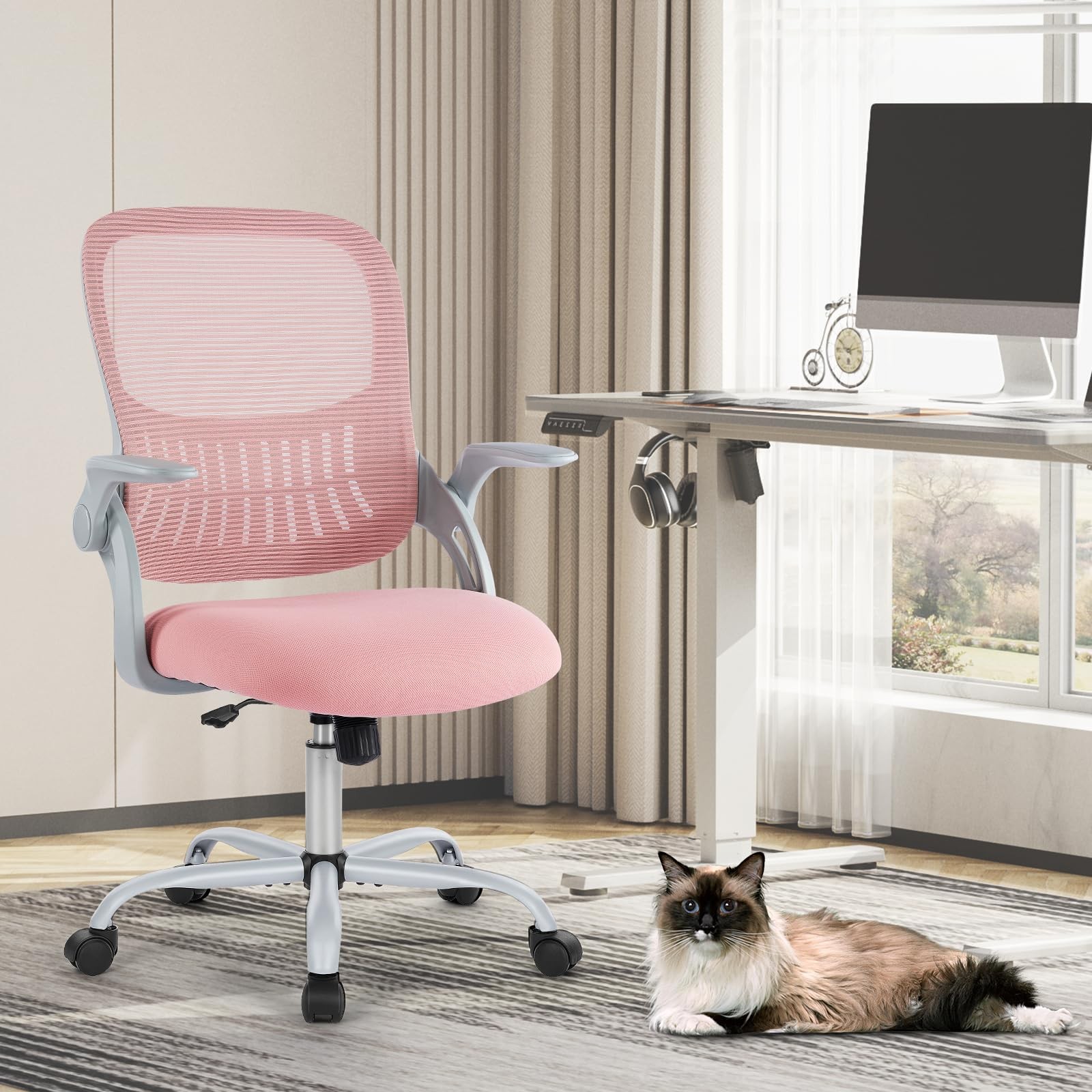 Home Office Computer Desk Chair, Ergonomic MidBack Mesh Rolling Work Swivel T...
