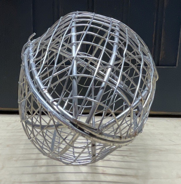 Vintage Wire Egg Shaped Hanging Cage Opens & Latches 7” X 4”