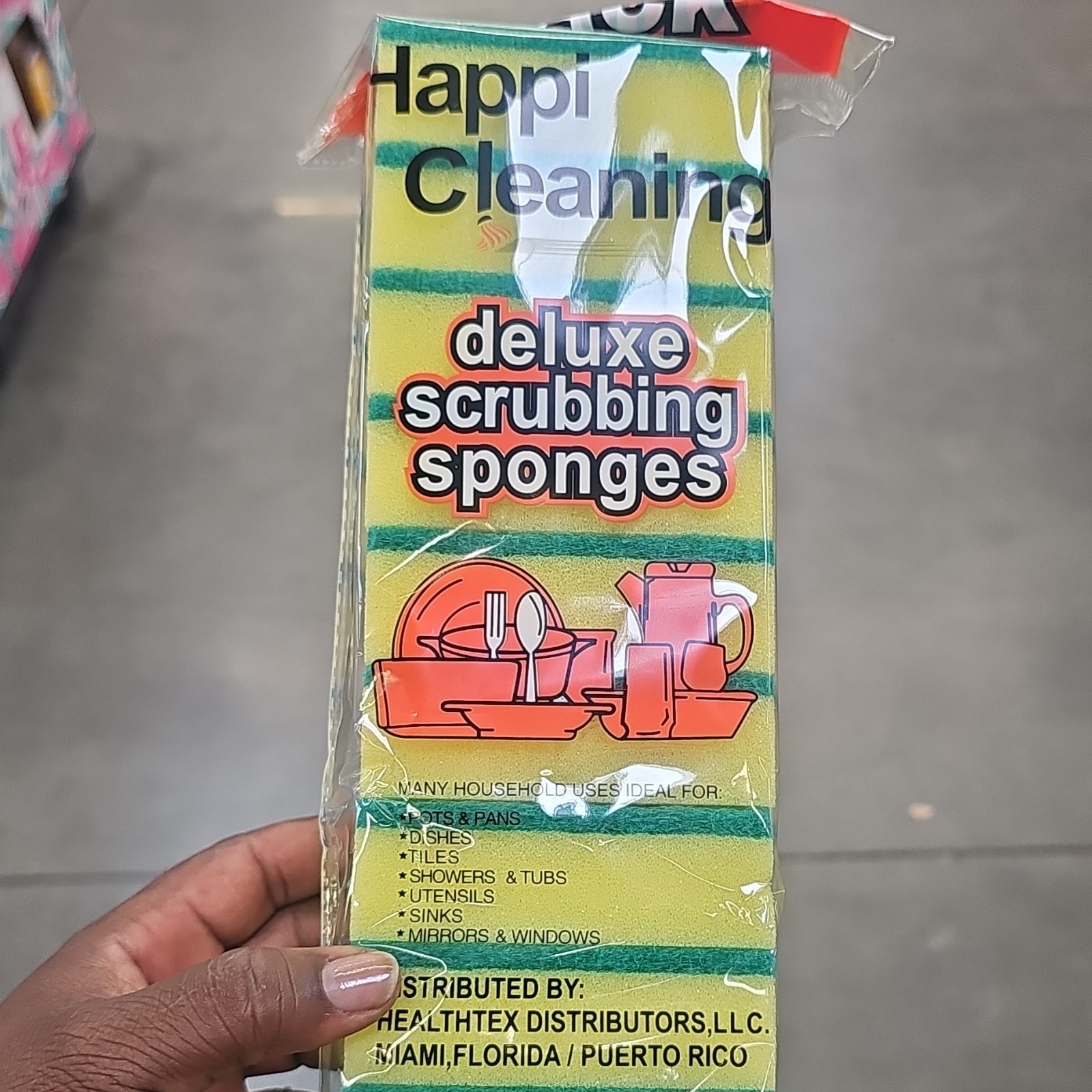 Happi Cleaning Deluxe Scrubbing Sponges Yellow Green Sponge/Scourer