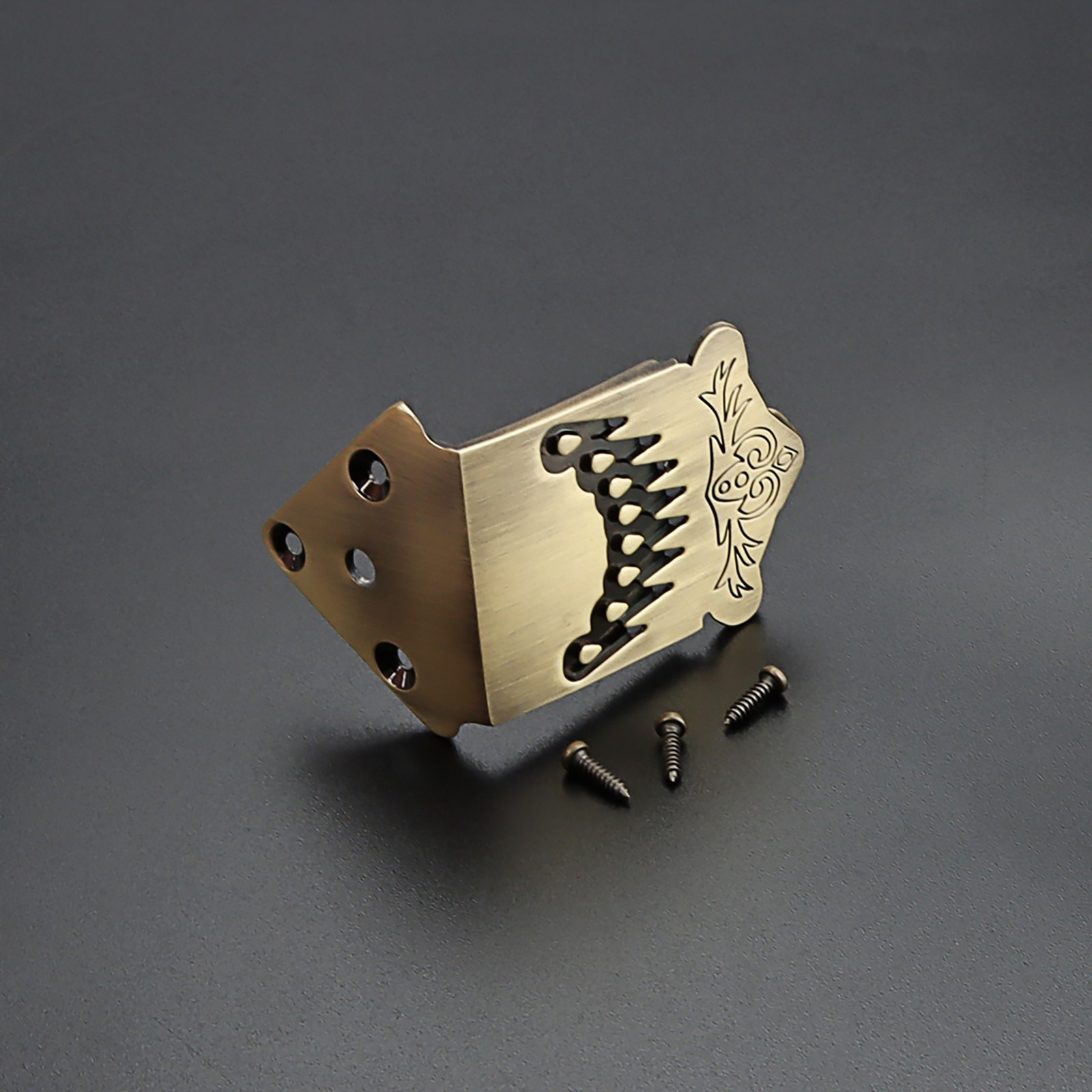 Bronze 8 String Mandolin Feather Pattern Tailpiece Musicians Accessories