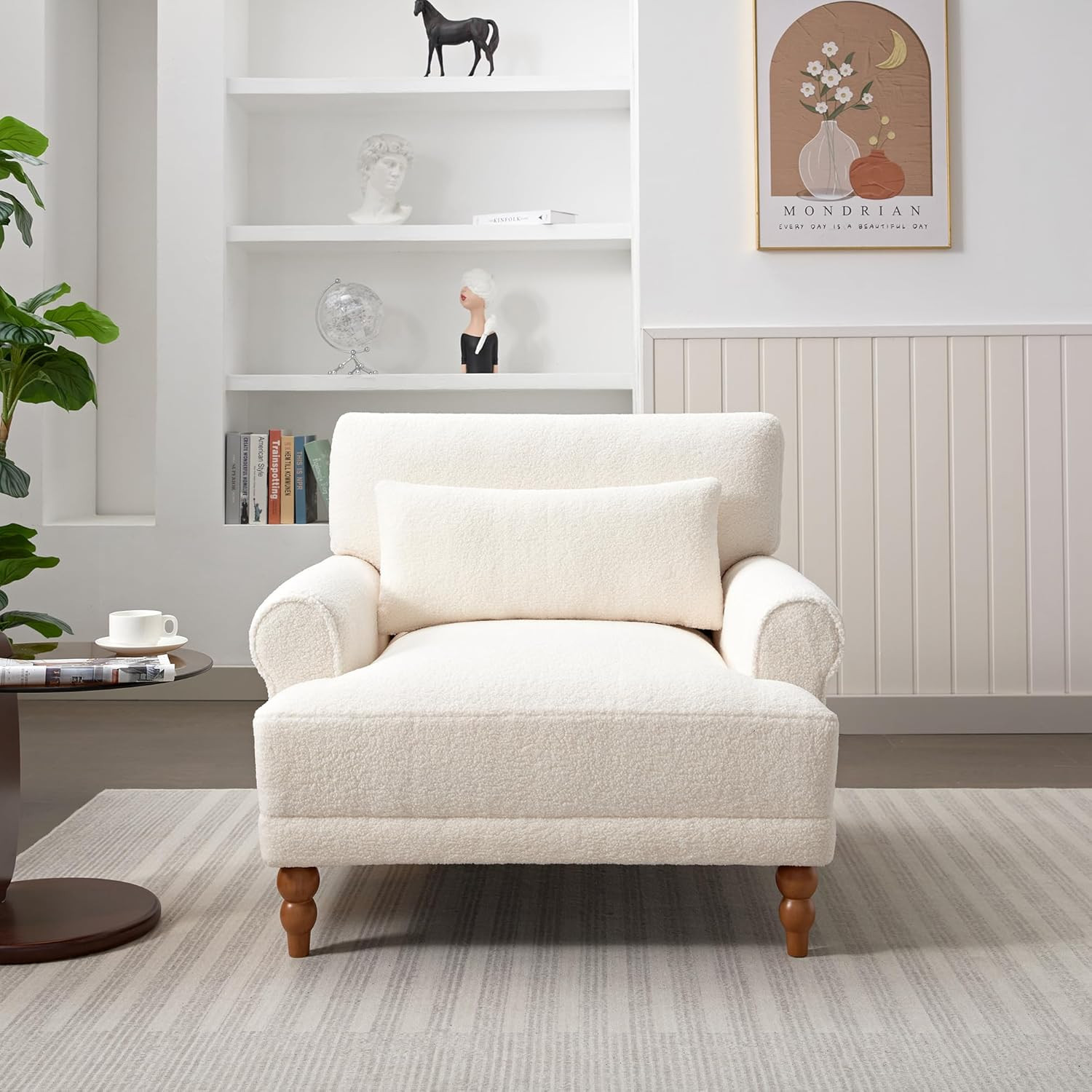 Accent Chair, Boucle Club Chair, Upholstered Lounge Chair, Large Size Armchair R