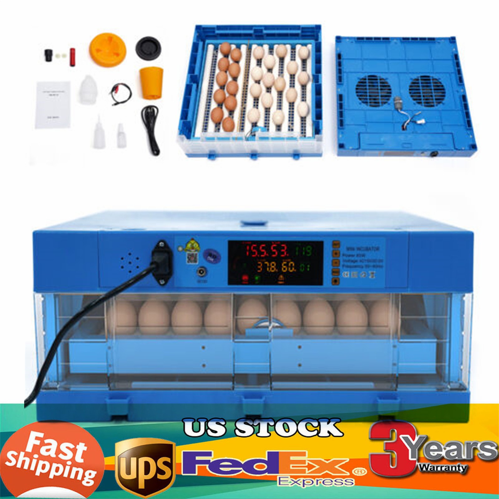 64 Eggs Incubator Automatic Digital Chicken Egg Hatcher Temperature Control