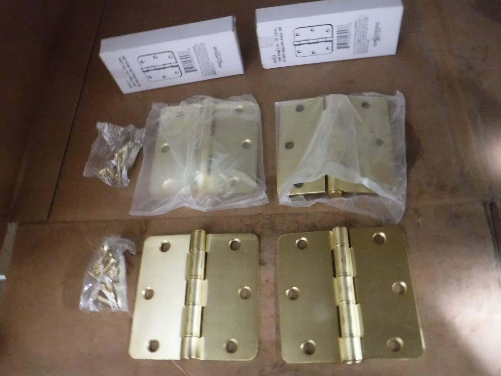 (2 PK) JH35217 DOOR HINGE 3.5" 1/4R, 2.2mm RP SATIN BRASS 2 HINGES IN EACH BOX