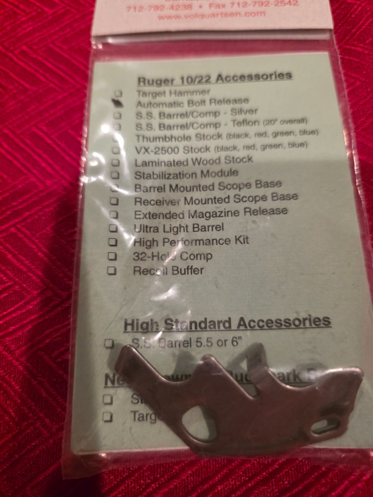 Volquartsen Ruger 10/22 Automatic Bolt Release (Holds Bolt Open)