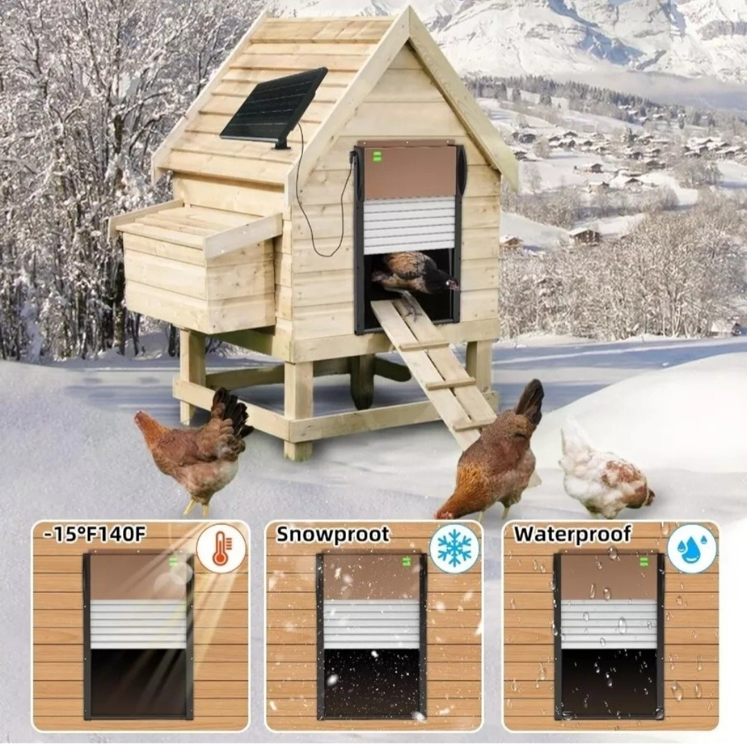 Smart Automatic Chicken Coop Door Solar Powered Timer/Light Sensor Setting Remo