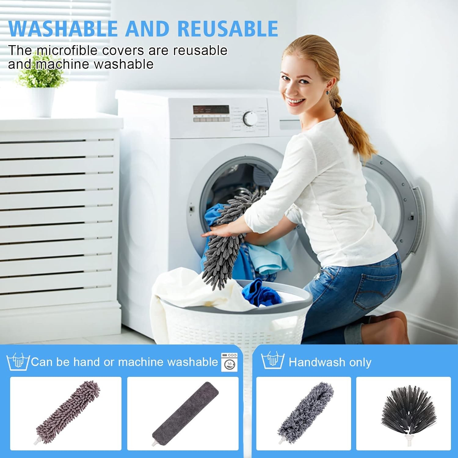 Microfiber Feather Duster 5-in-1 Kit, Dusters for Cleaning, Duster with Extensio