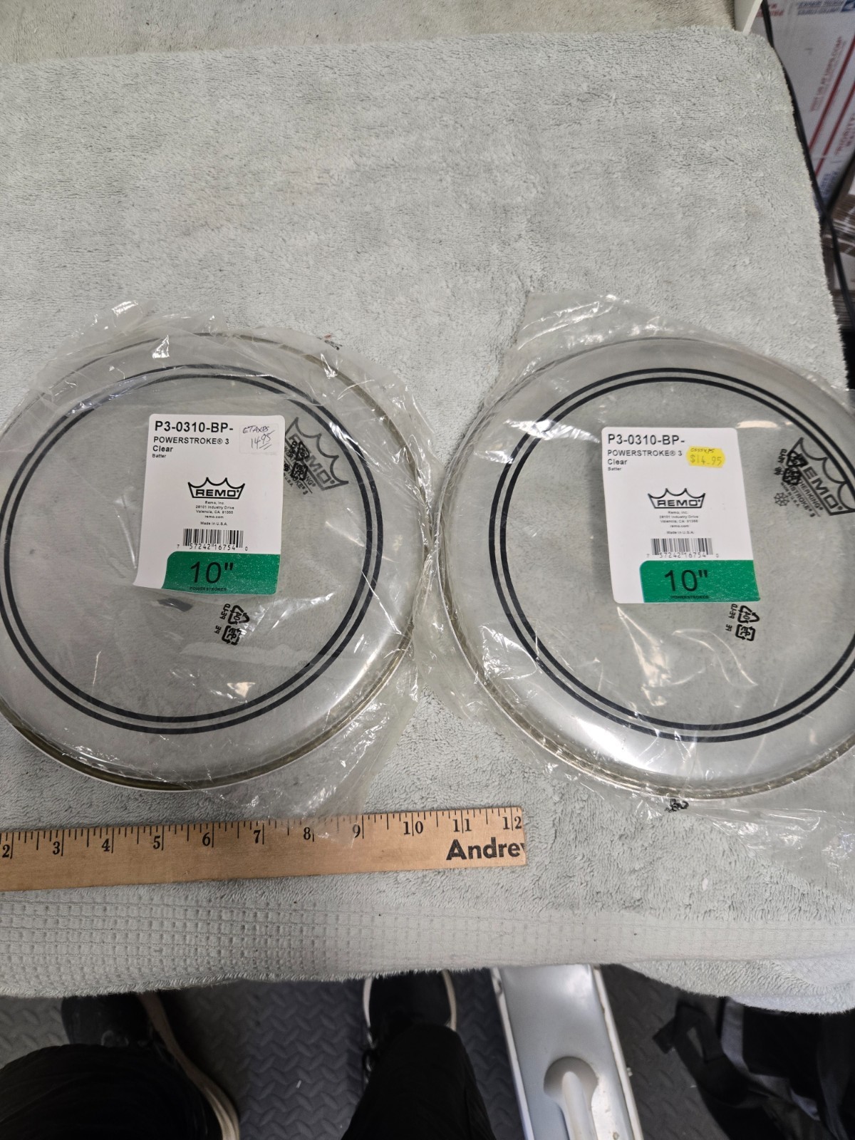 lot of 2, remo powerstroke 3 coated batter, 10 inch drum head