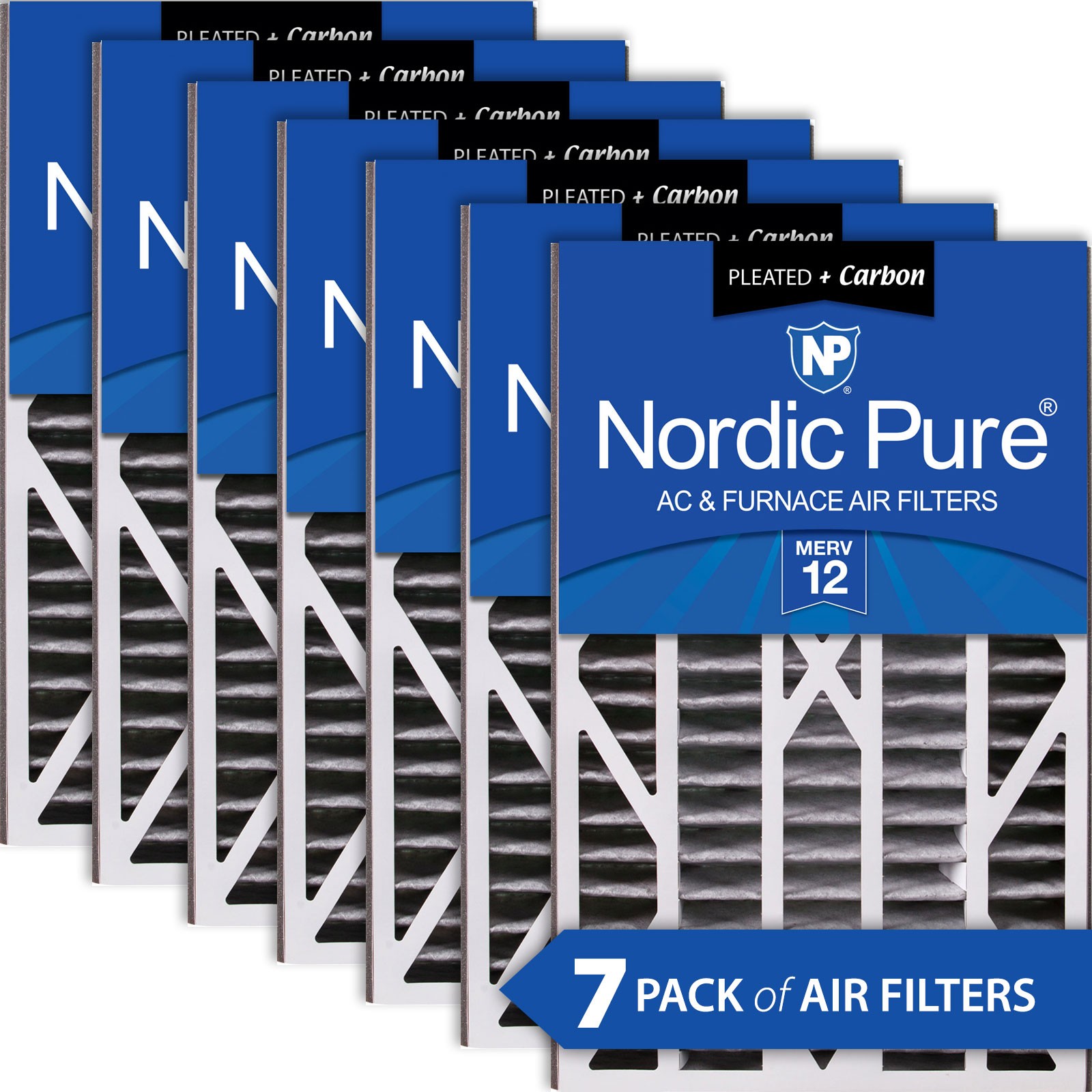 Air Bear Cub 16x25x3 Air Filter Replacement MERV 12 Pleated Plus Carbon 7 Pack