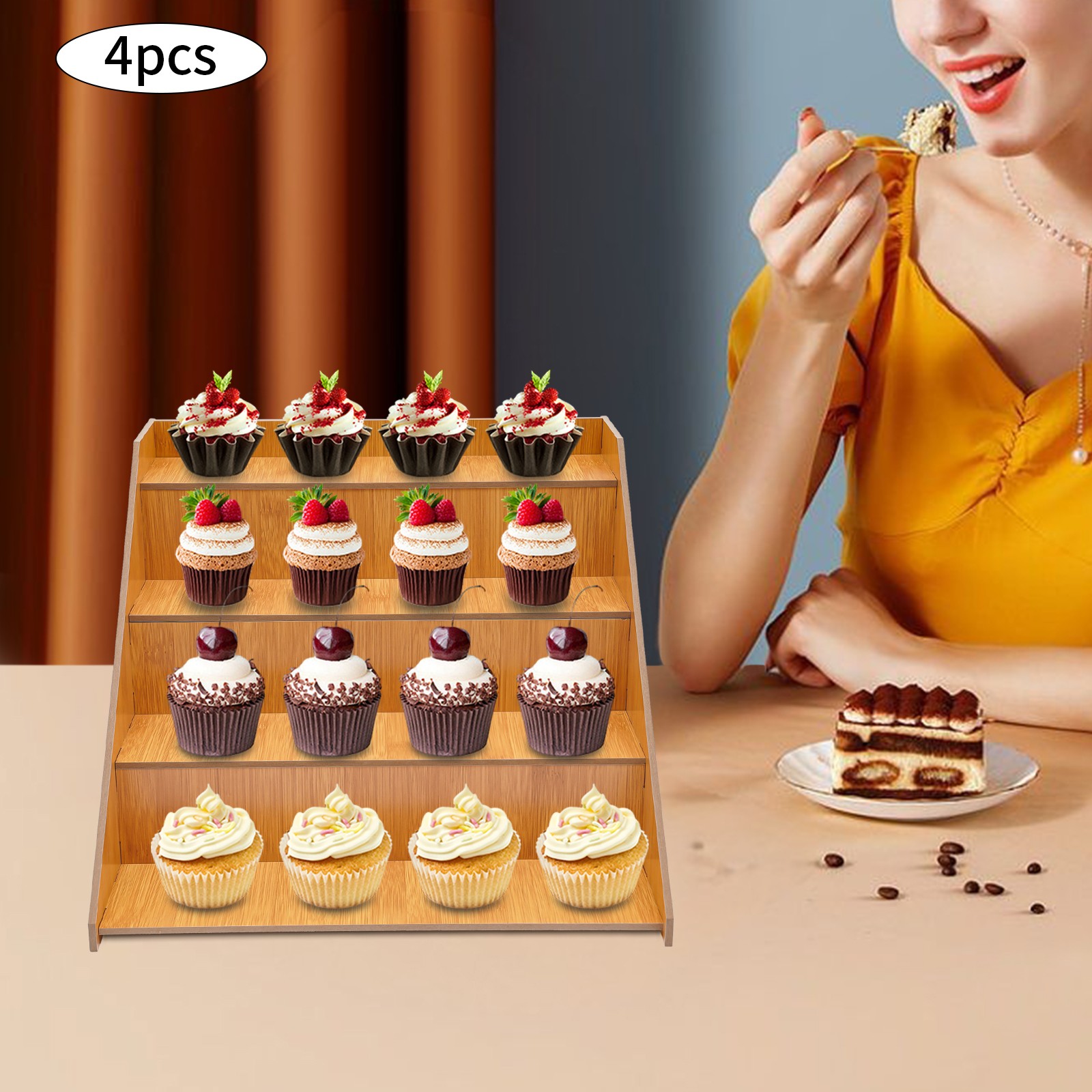 4 Pcs Retail Display Rack, 4 Tier Display Rack, Tabletop Display Stand
