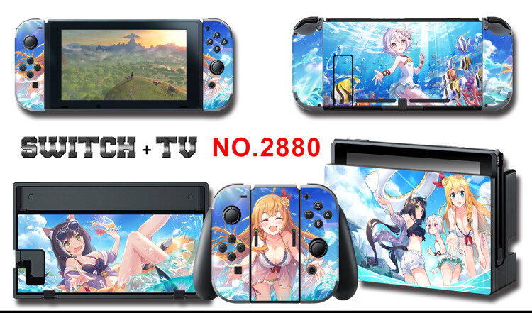 Vinyl Decal Skin Sticker Protector for Nintendo Switch Lovely Anime Girl #2880