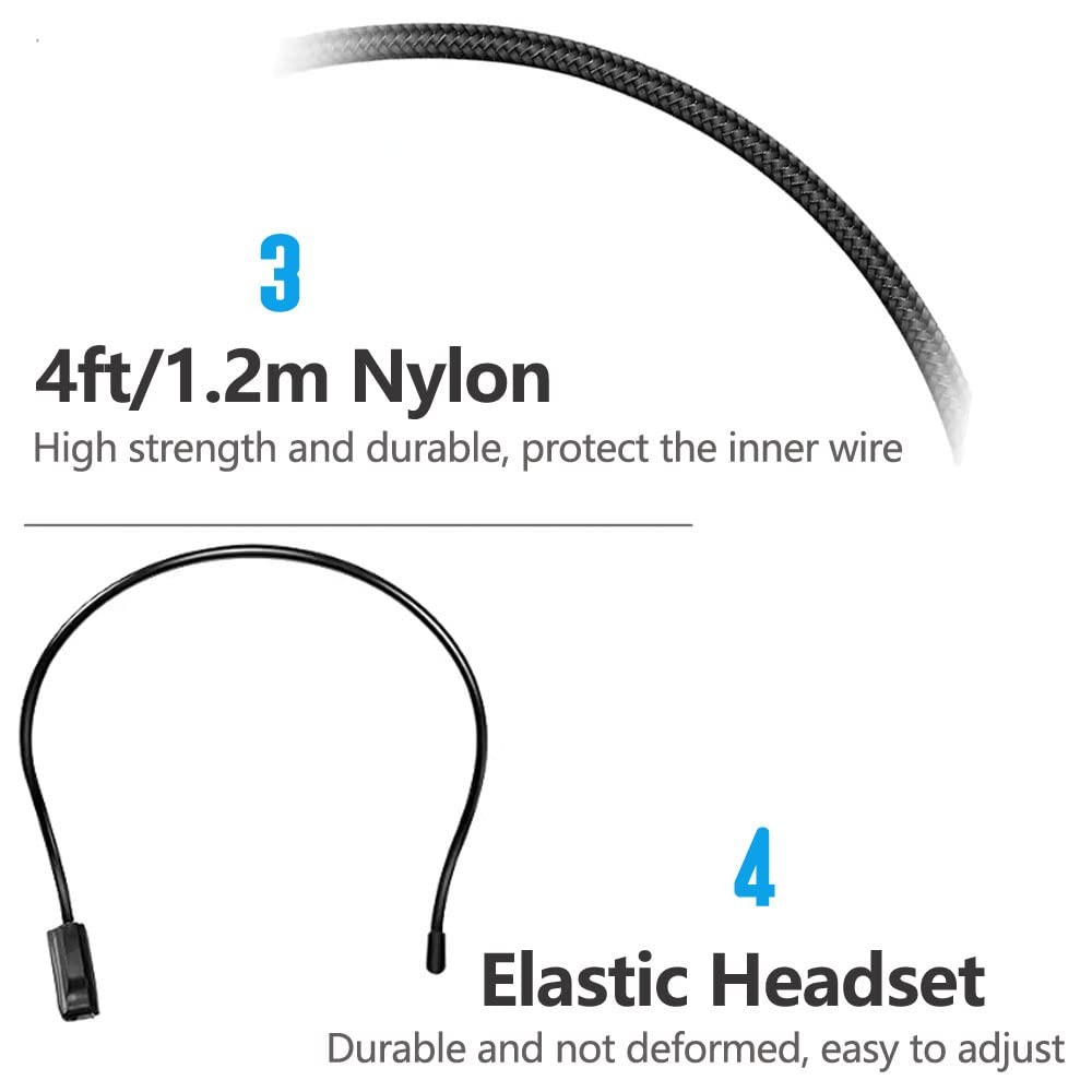 VOVIGGOL 2Pcs Microphone Headset Mic, Flexible Wired Boom Φ9.7×5.2mm, Black