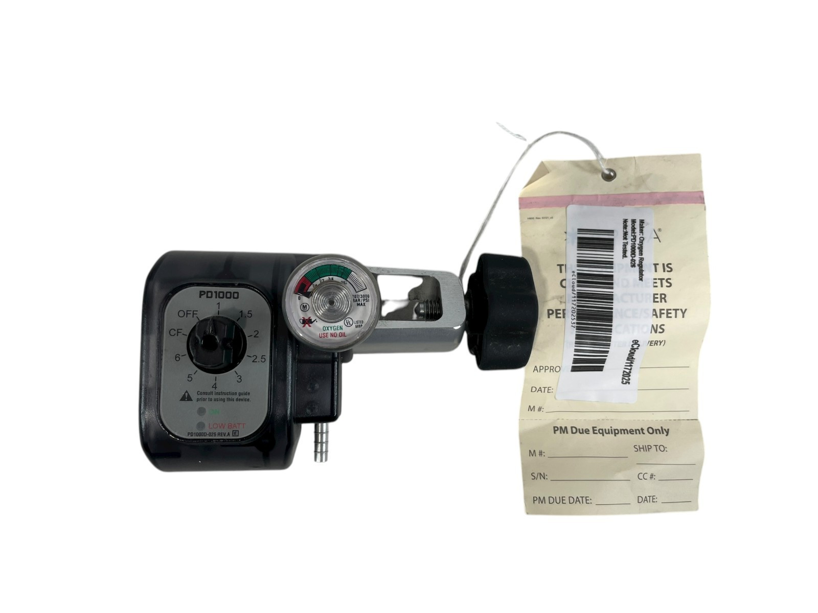 Oxygen Regulator PD1000D-026 REV.A