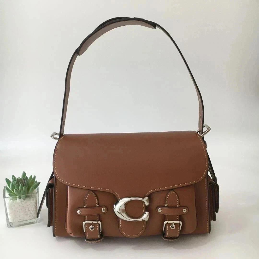 New COACH CT721 Brown Leather Soft Tabby Shoulder Crossbody Bag Outlet 
