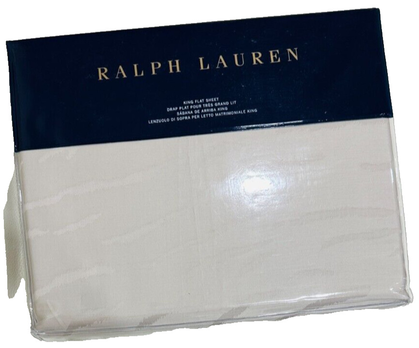 Ralph Lauren Home Olivia Collection Mirada 100% Cotton Flat Sheet  KING  Silver