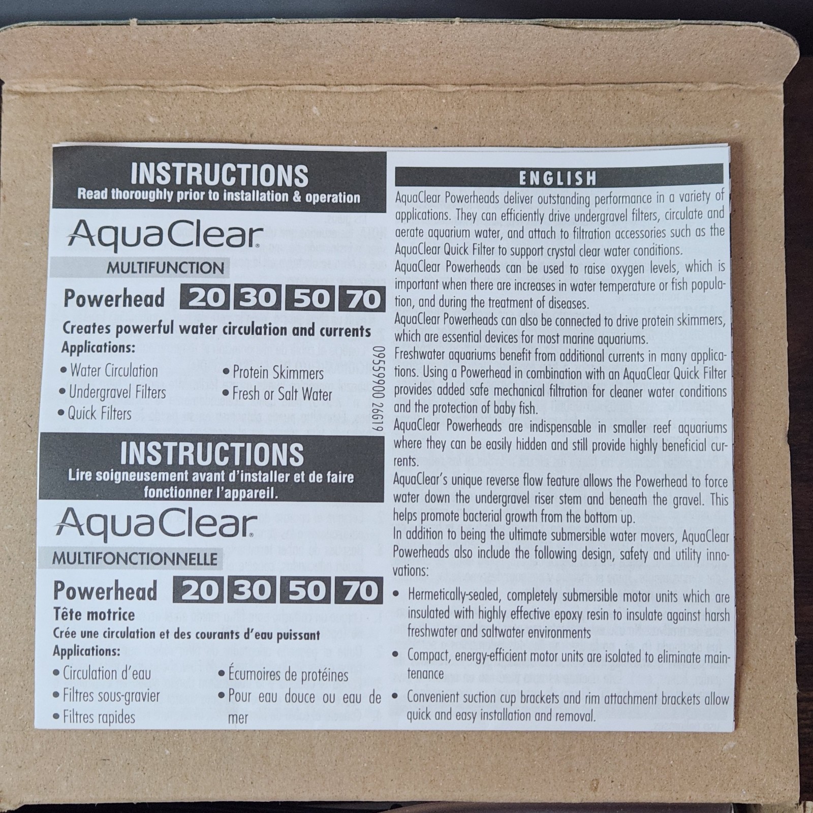 AquaClear Powerhead Multifunctional Water Pump 30 / Pumps 175 US GPH
