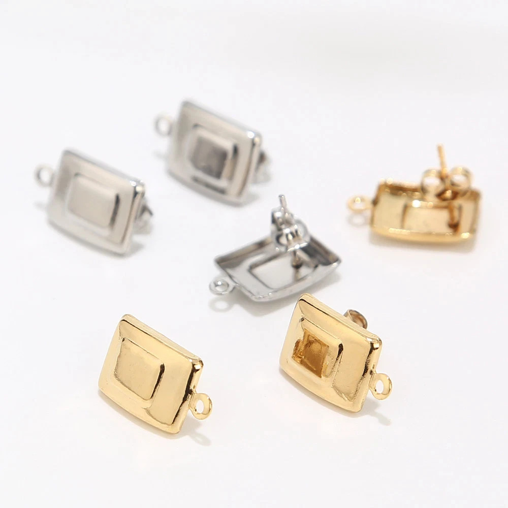 20pcs Stainless Steel Earring Post Pin Stud With Loop Women's Earrings