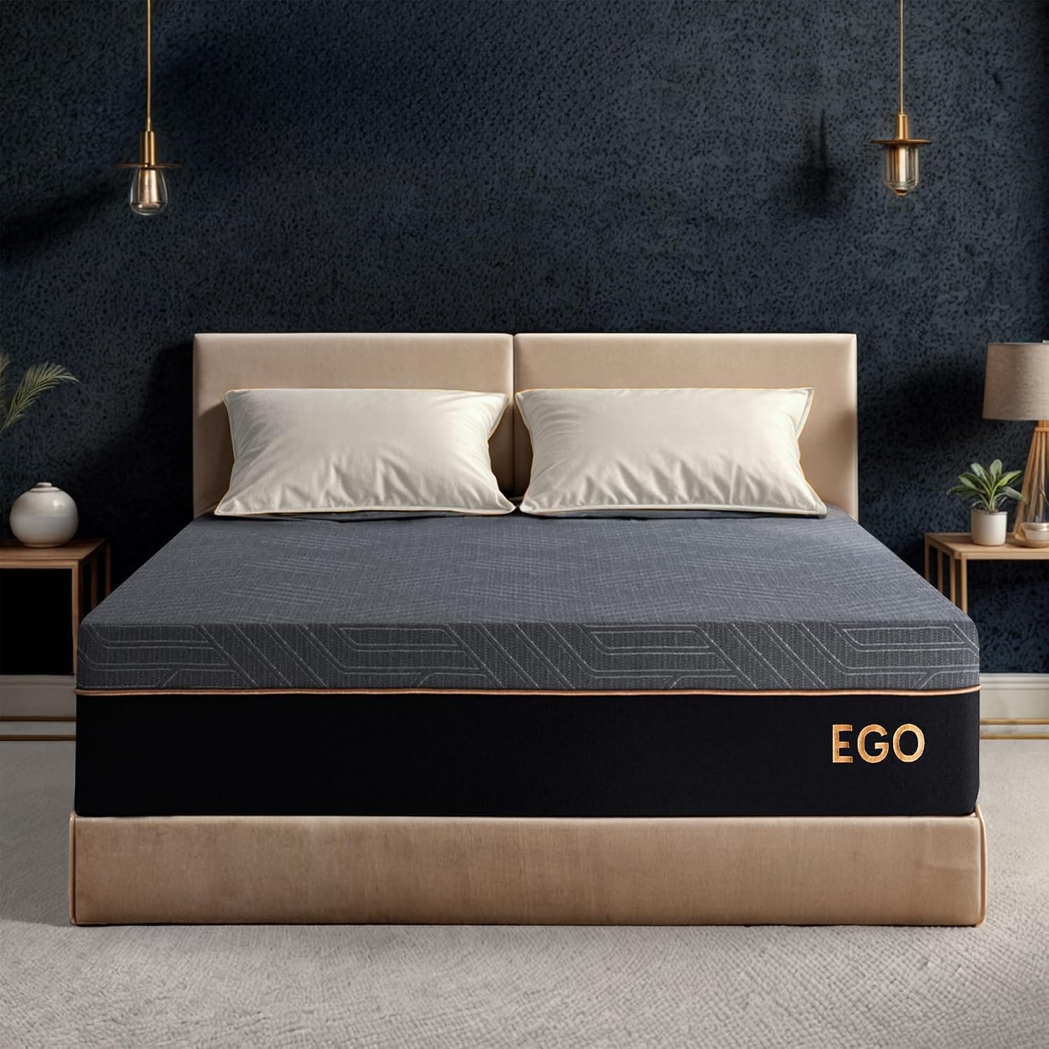 EGOHOME 12 Inch Queen Mattress Copper Gel Cooling Memory Foam for Back Pain