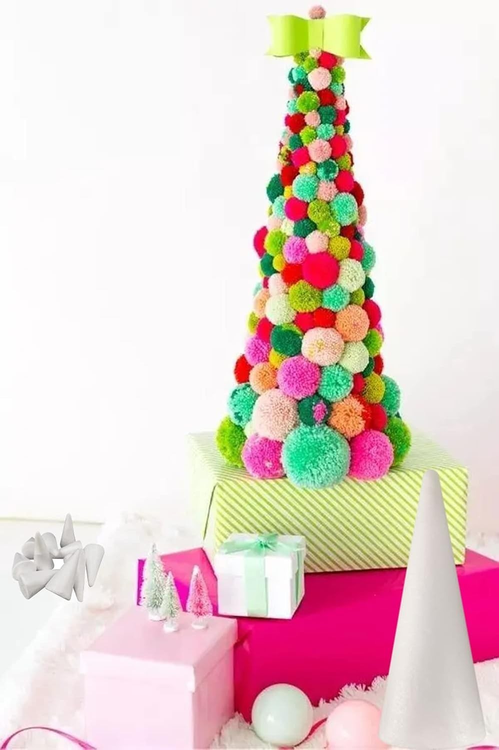 20Pack Craft Foam Cones, Foam Tree Cones, Assorted Sizes White Polystyrene Cone.