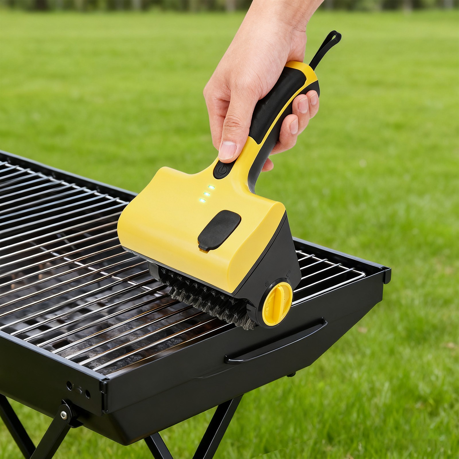 Electric BBQ Grill Brush, Cordless and Rechargeable, with 2 Brush Heads