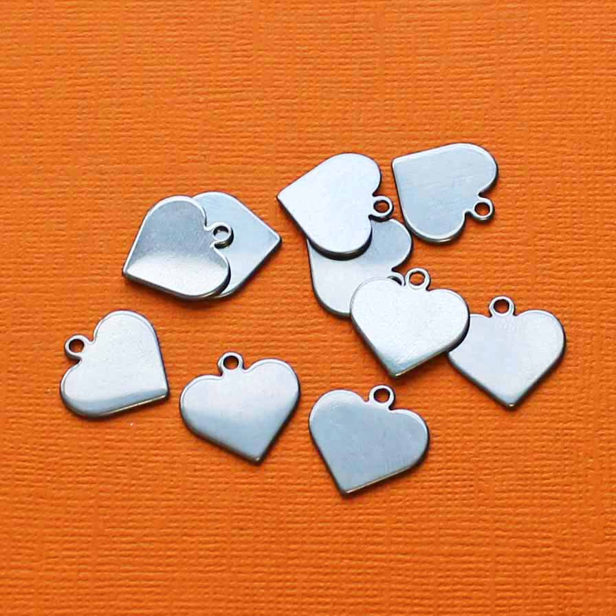 5 Heart Stainless Steel Charms 15mm x 15mm Stamping Tags - MT310
