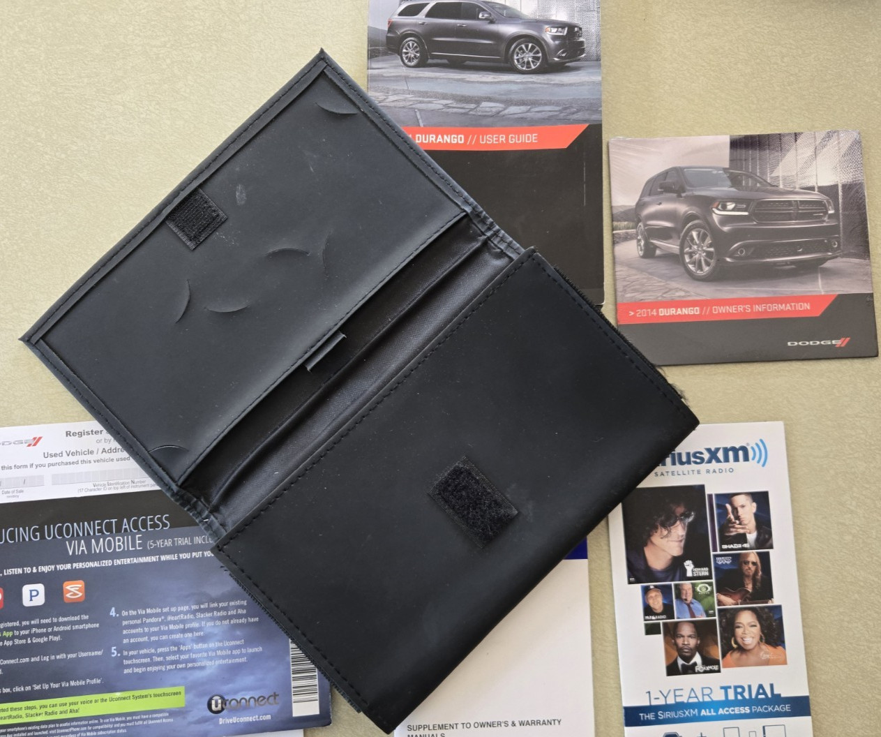 OEM 2014 Dodge Durango User Guide, Owners Manual Supplements, Pleather Holder.