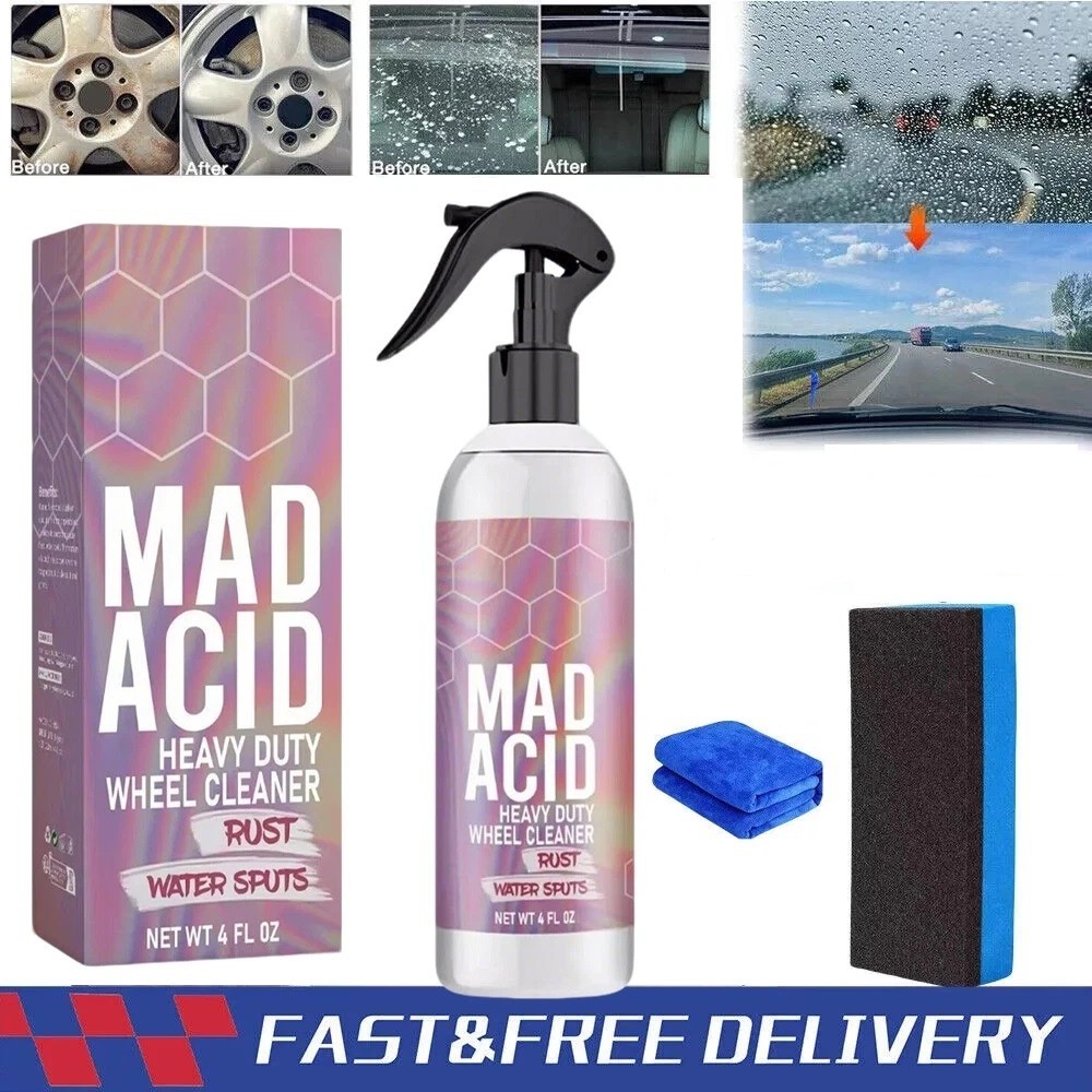 Mad Acid- Glass Cleaner, Heavy-Duty Wheel Cleaner, Water Spot Remover for Cars