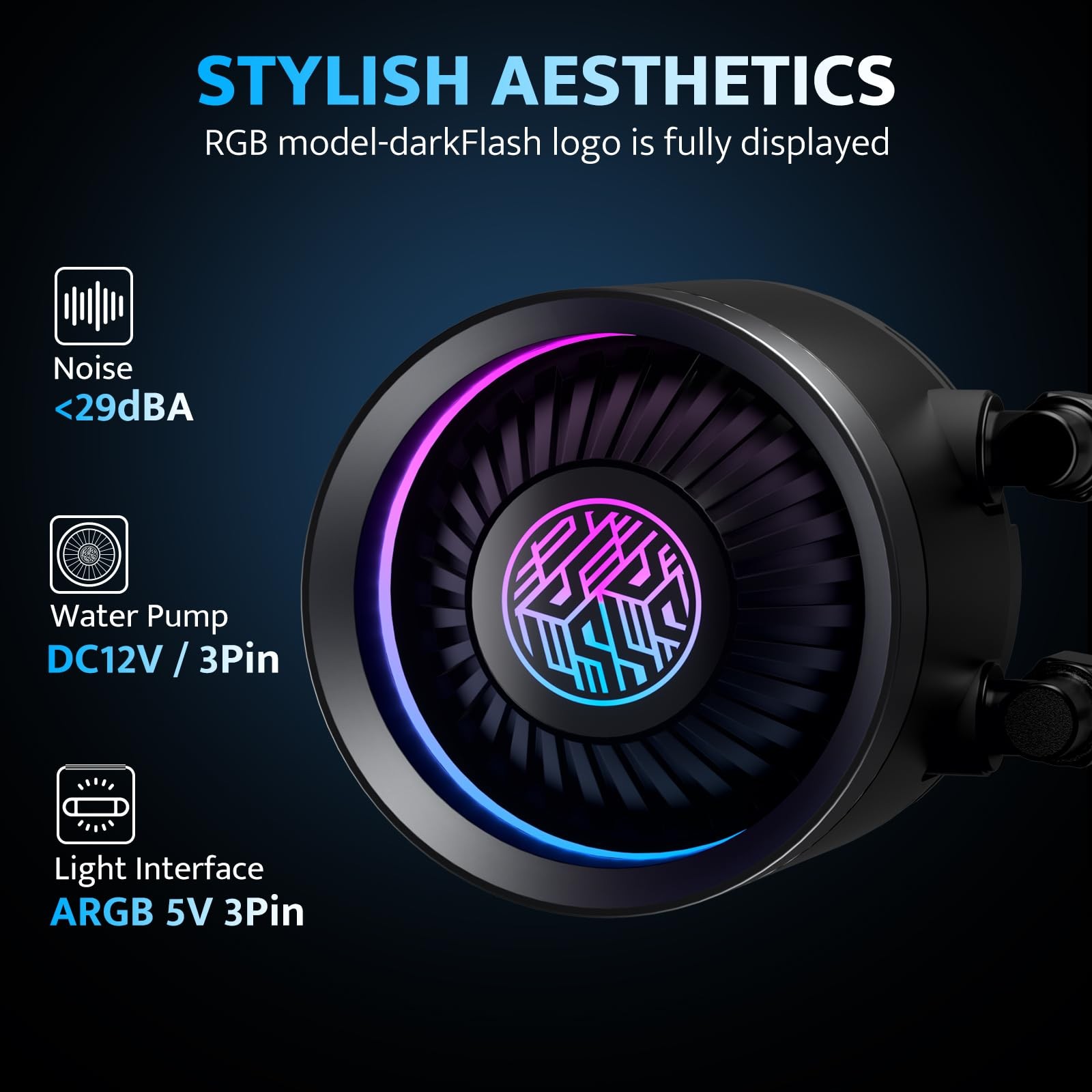Darkflash Dn240A Aio Cpu Liquid Cooler High-Performance Pump Argb Sync Pwm Fans