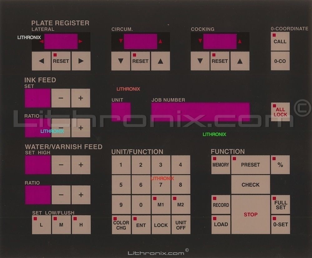 Komori PQC-I Console Register with Cocking Membrane for Lithrone 26, 28, 40''