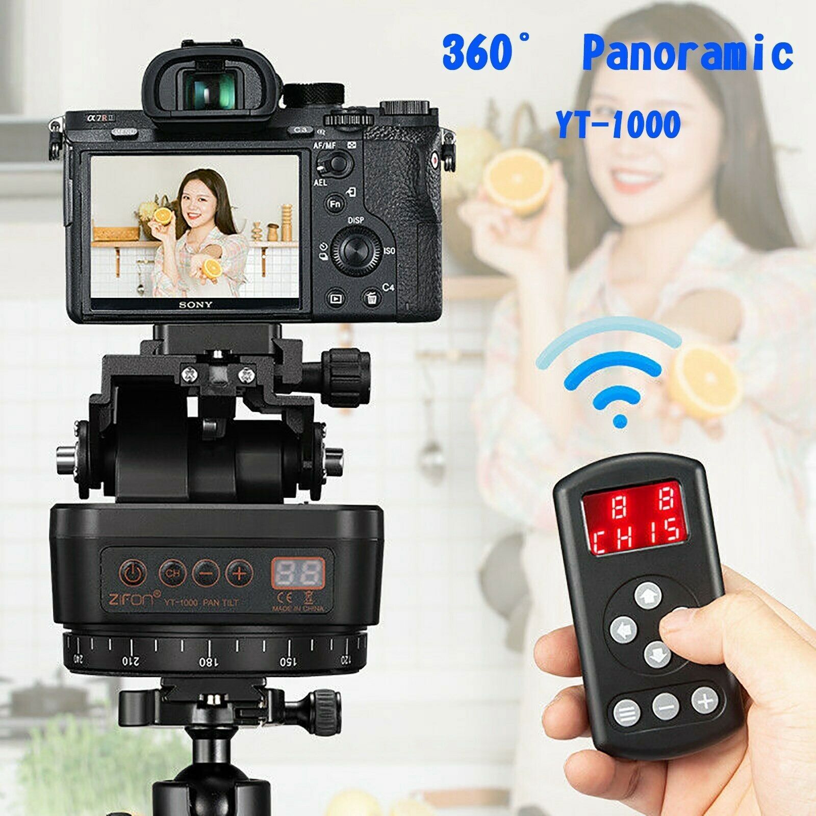 ZIFON YT-1000 2.4G Pan Tilt Motorized Auto Panoramic Head fr DSLR Remote Control