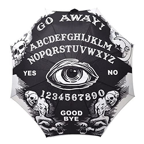 kreepsville Ouija Go Away Skull Handle Umbrella  Compact Folding Automatic