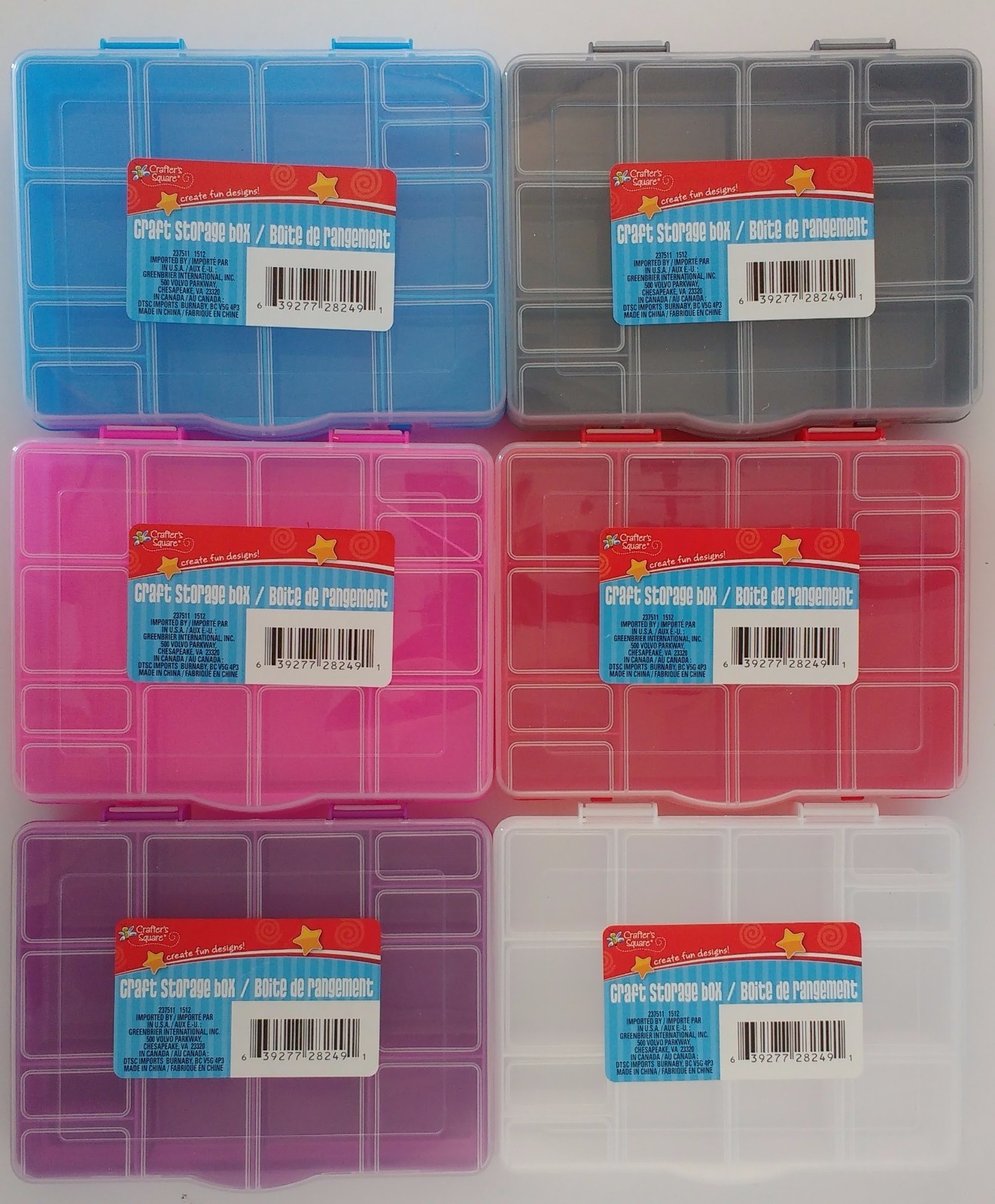SMALL PLASTIC LOCK-TOP STORAGE BOXES 15 SECTIONS 6.5"x5.2"x1.2" SELECT: Color