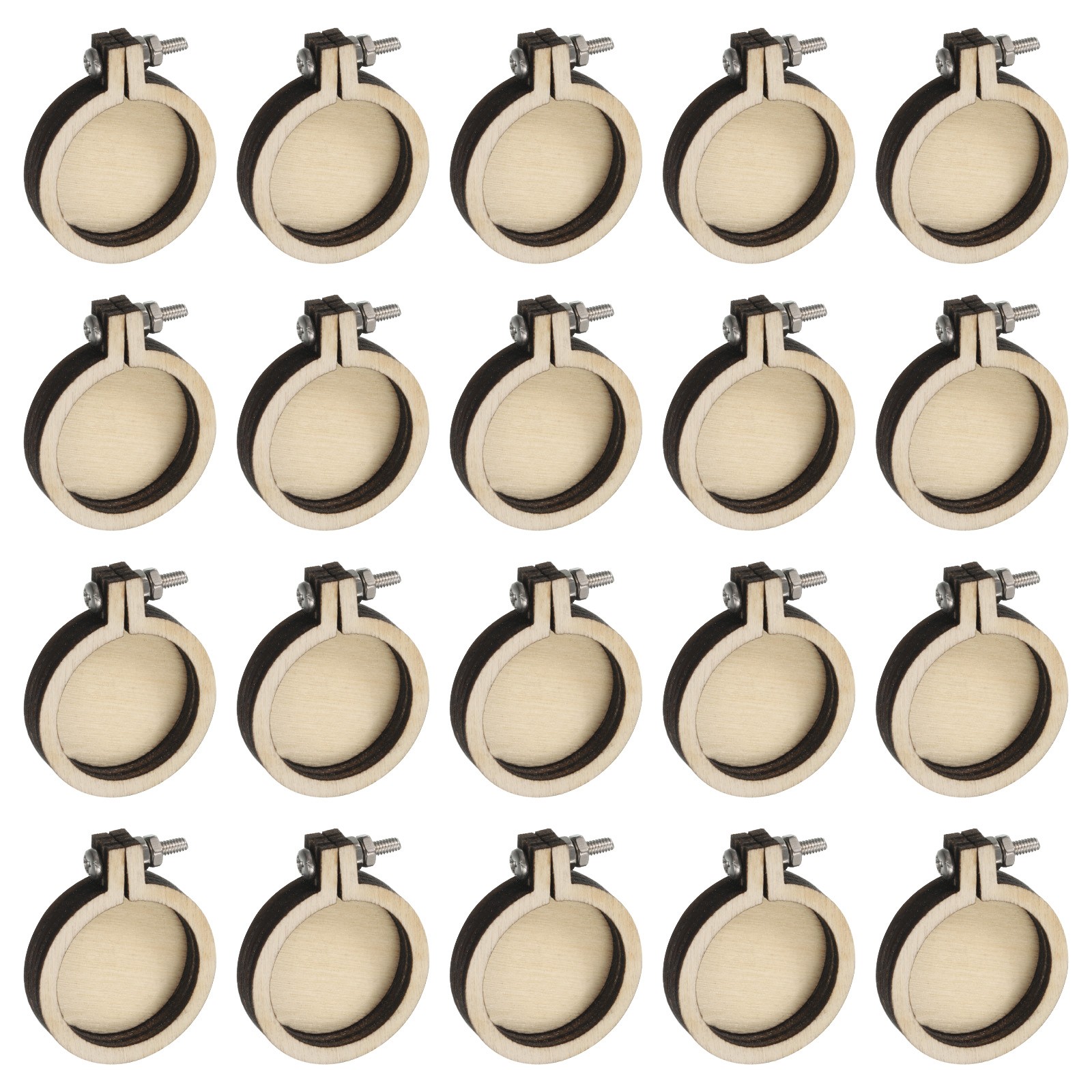 20Pcs Mini Embroidery Hoop 1.2" x 1" Tiny Round Cross Stitch Hoops Wood Ring