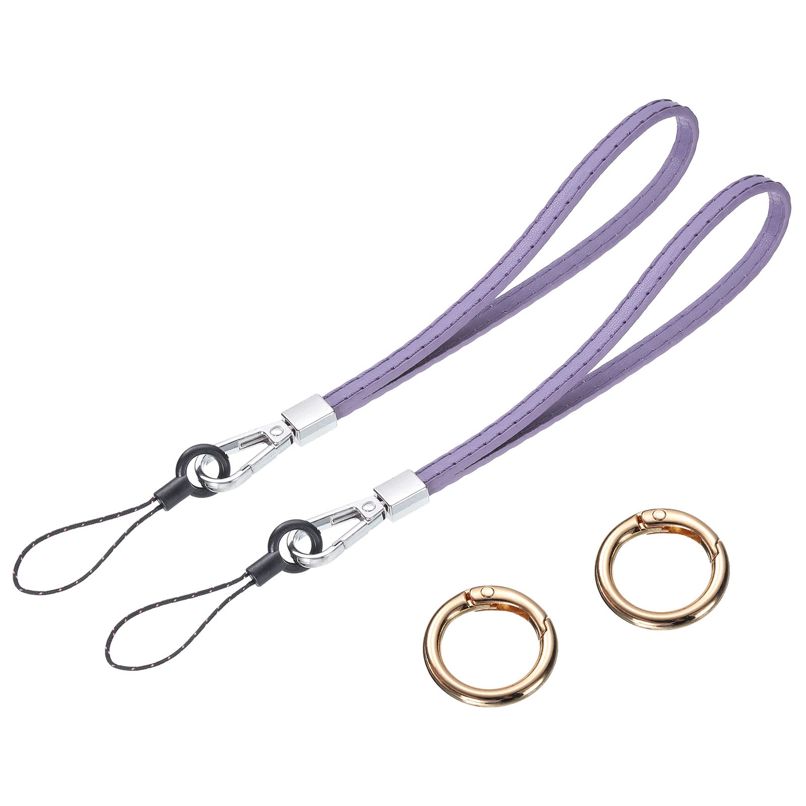 2 Pcs Leather Wristlet Strap Wrist Lanyard for Cellphone Keychain (Light Purple)
